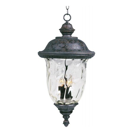 Maxim Three Light Oriental Bronze Water Glass Glass Hanging Lantern 40427WGOB